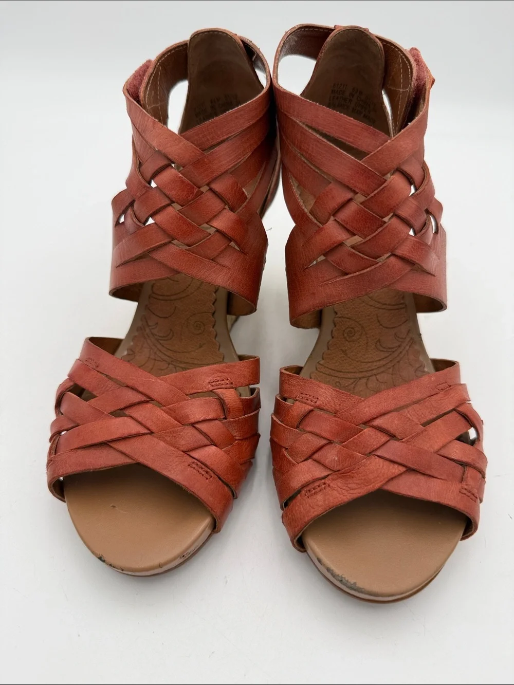 Indigo Clark’s Rust Leather Wedge Sandals - Women 6.5M casual vacation Y2K
